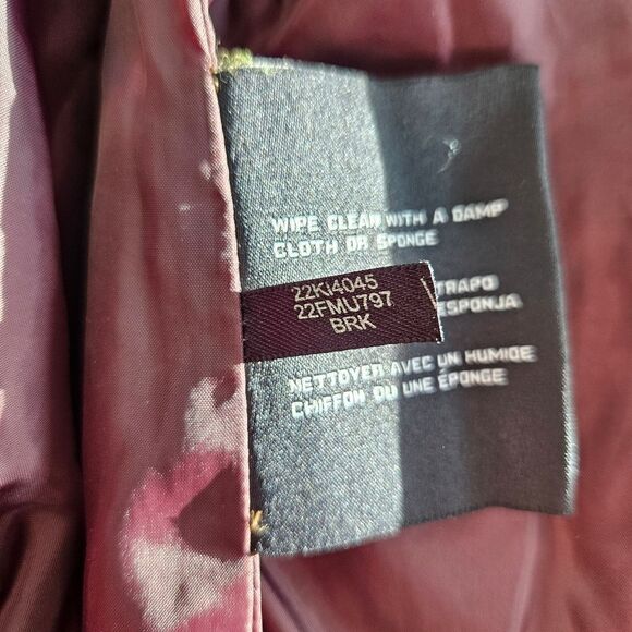 Vintage Guess '90s Burgundy Faux Leather Mandarin Neck Quilted Moto Jacket XL - Picture 8 of 16